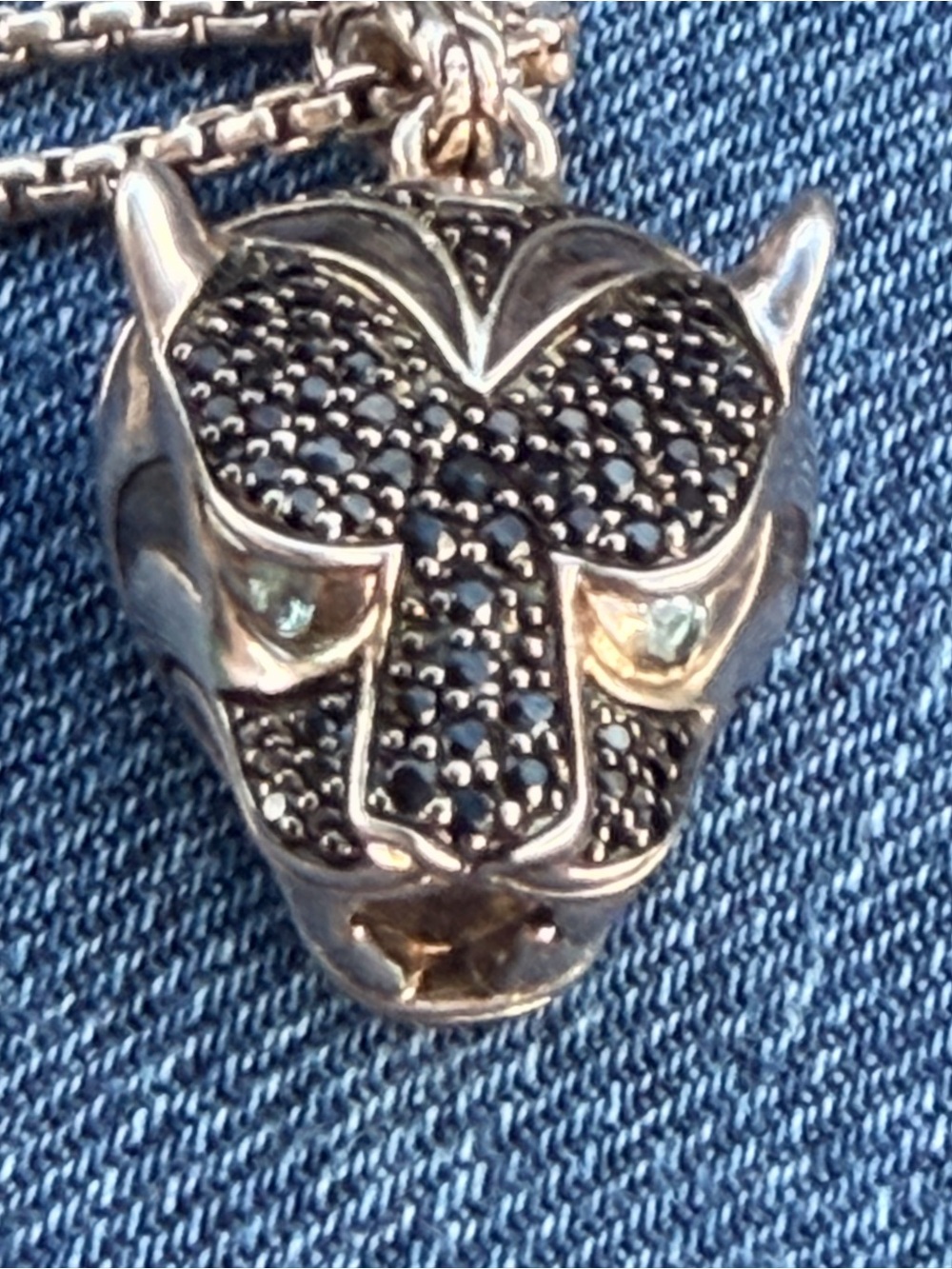 John Hardy Black  Panther Pendant Necklace